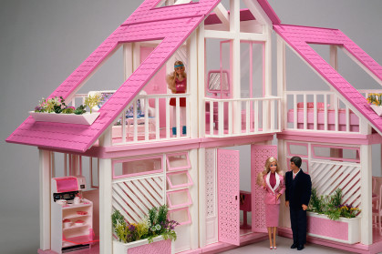 Barbie’s 1986 dream house, with a Barbie in it.