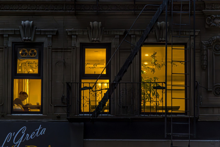 New York, NY, USA - December 21, 2015 - Home alone above the former L’ Greta Spa in New York City.